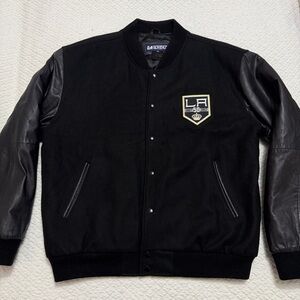 LA Loving Kings 50th Anniversary Patch Black Wool Leather Jacket Men’s Size XL
